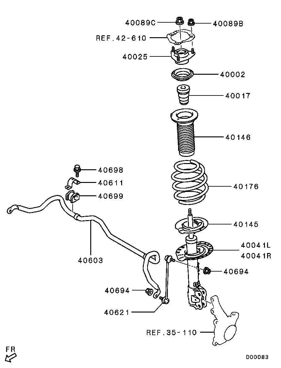 Стойка передняя правая для Мицубиси Аутлендер 2012-2015
