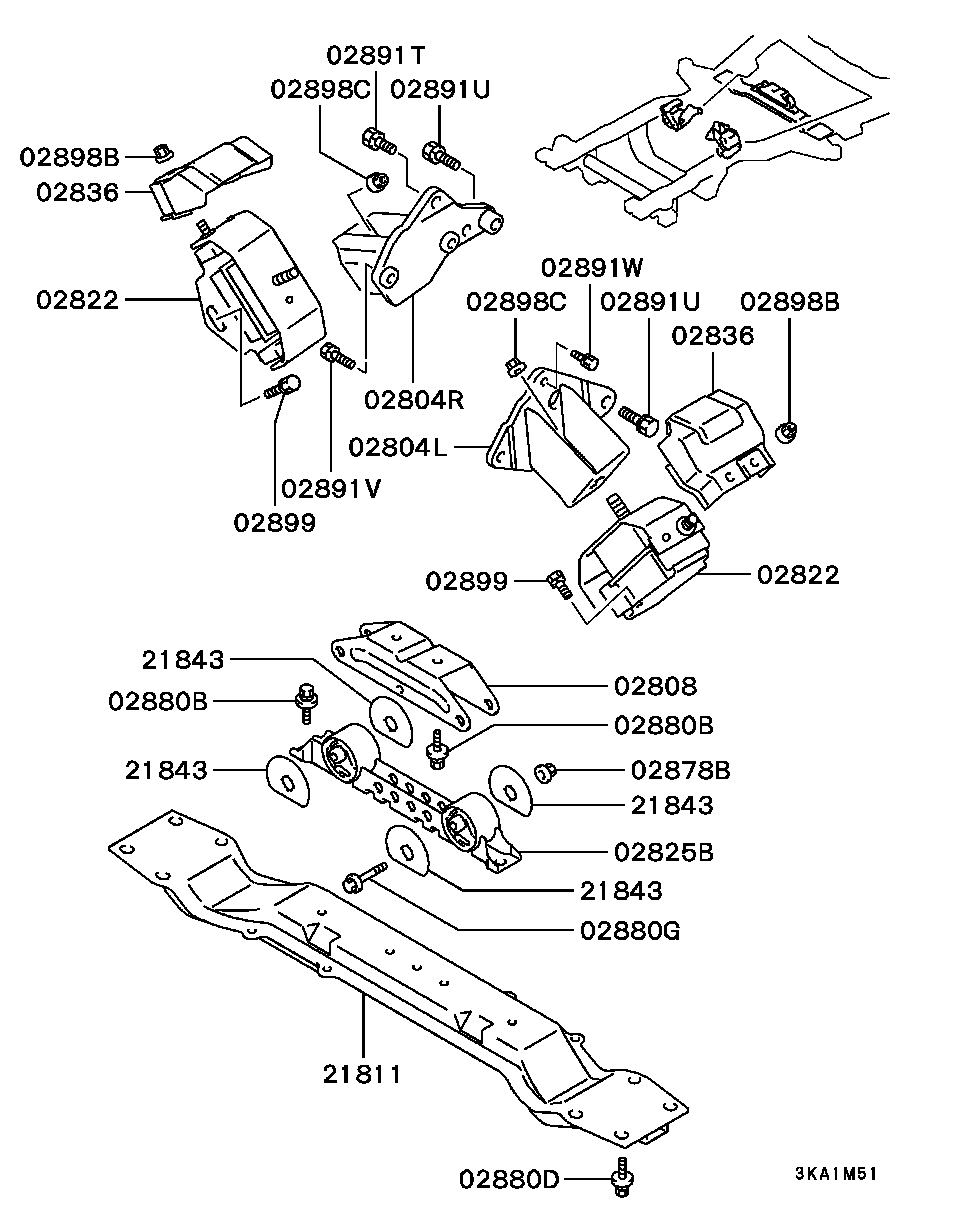 Подушка двигателя задняя для Мицубиси Паджеро 1999-2006