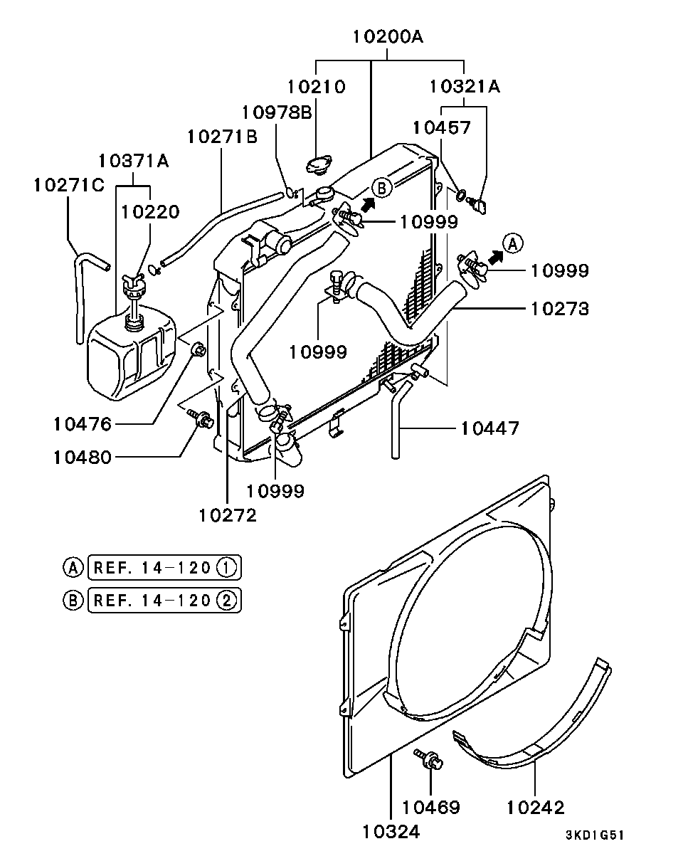 Радиатор двигателя в сборе для Мицубиси Паджеро 1999-2006
