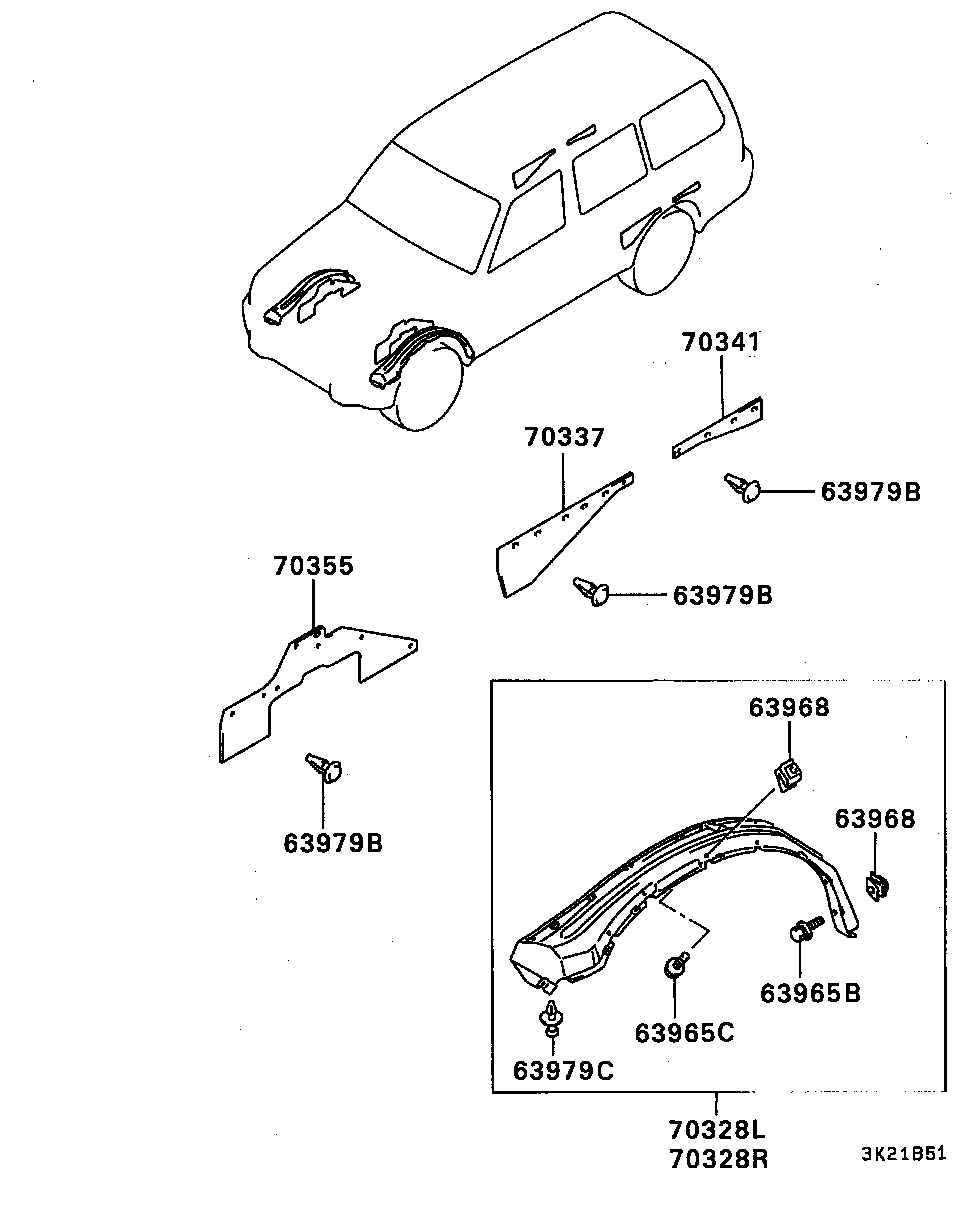 Подкрылок передний левый для Мицубиси Паджеро 1999-2006