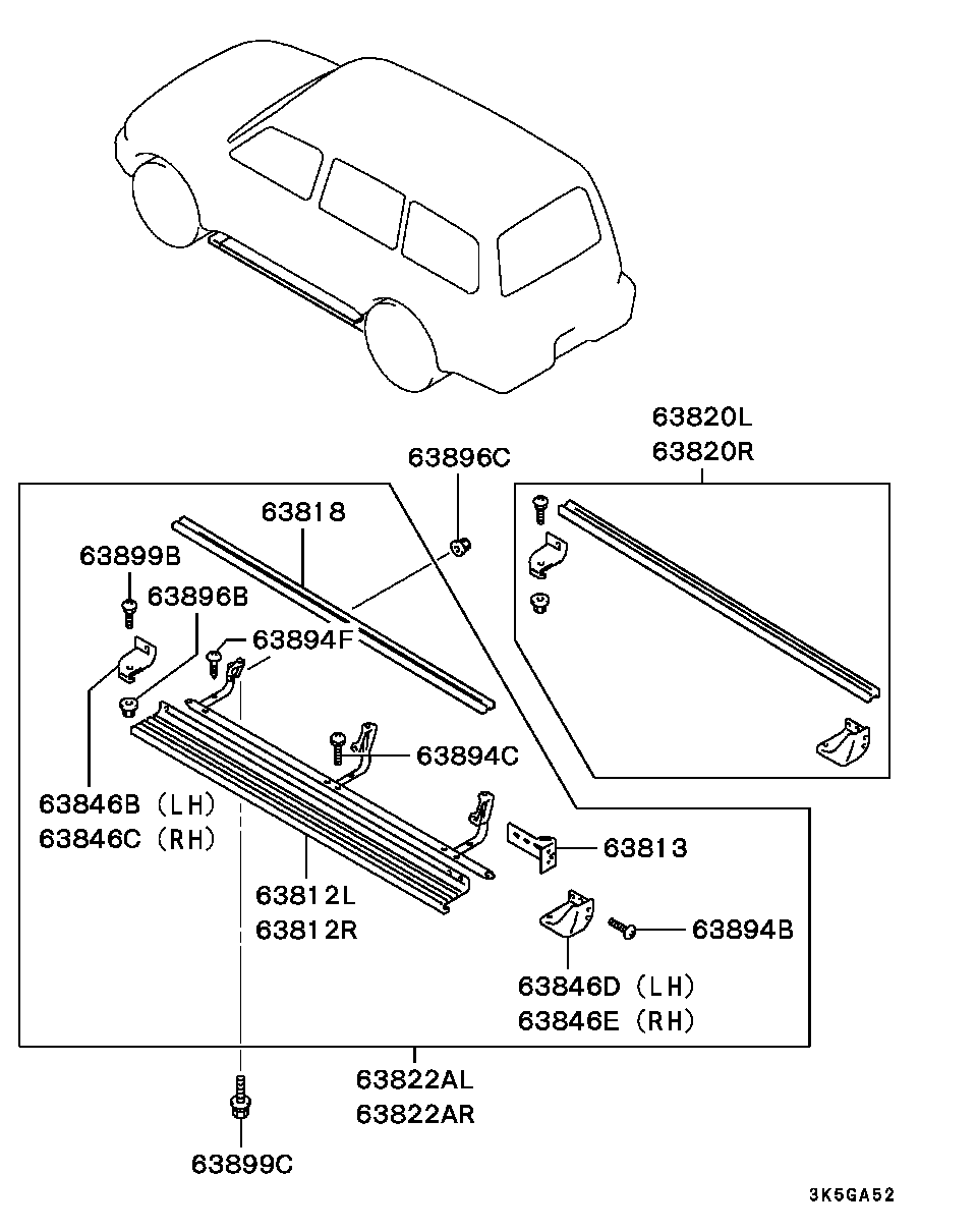 Подножка порога левая для Мицубиси Паджеро 1999-2006