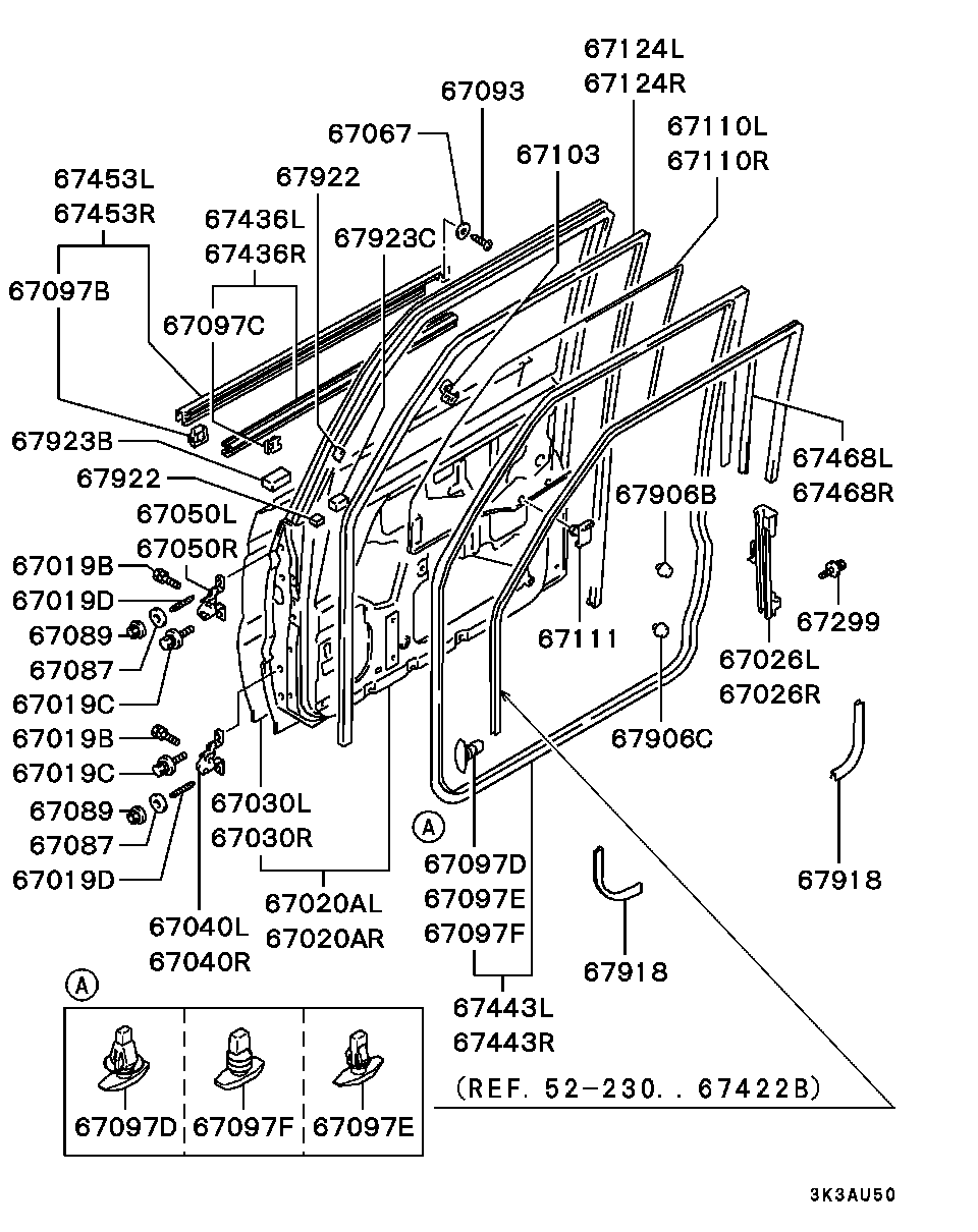 Стекло передней левой двери для Мицубиси Паджеро 1999-2006