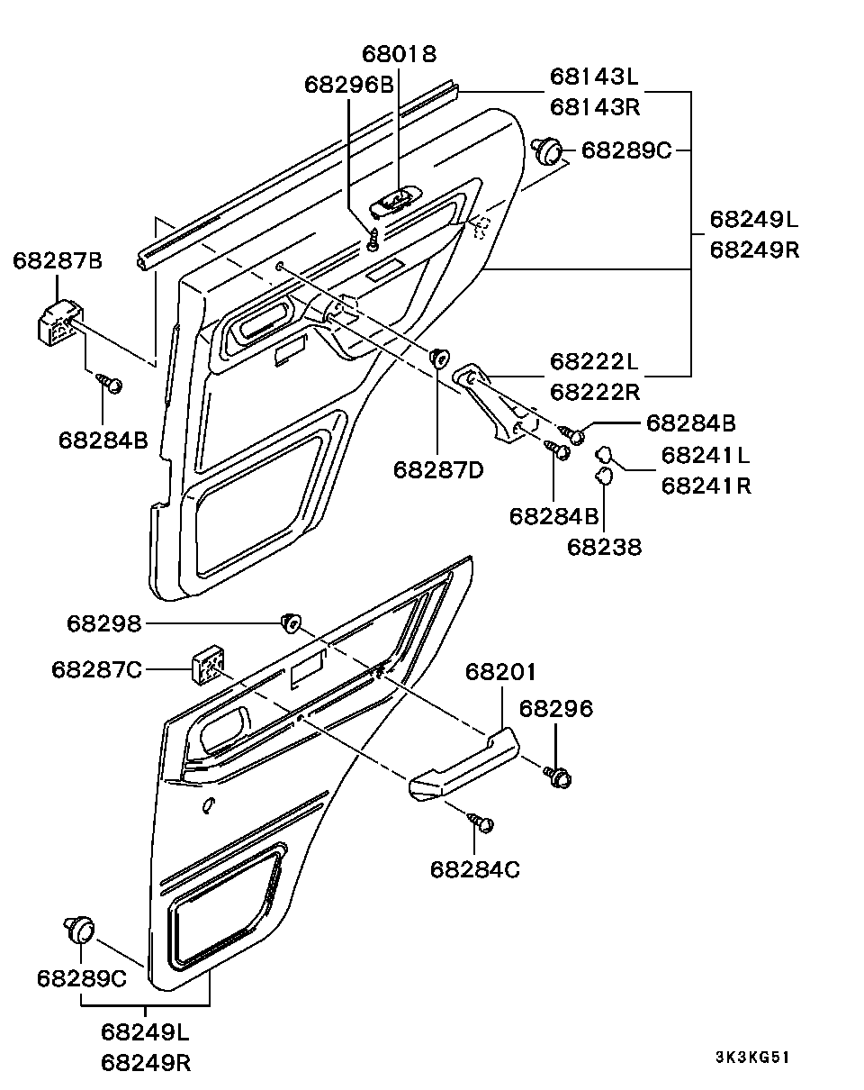 Панель отделки задней левой двери для Мицубиси Паджеро 1999-2006