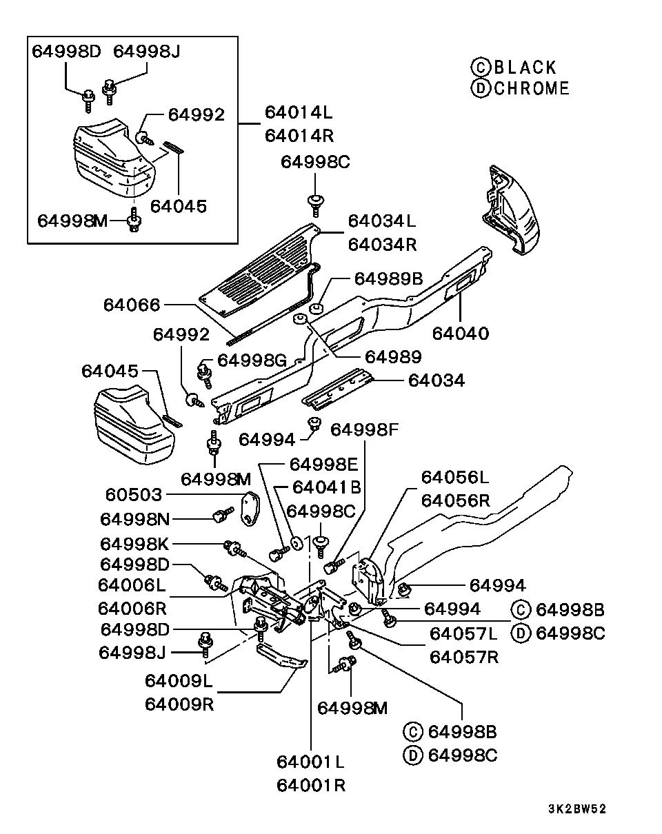 Левая часть заднего бампера для Мицубиси Паджеро 1999-2006