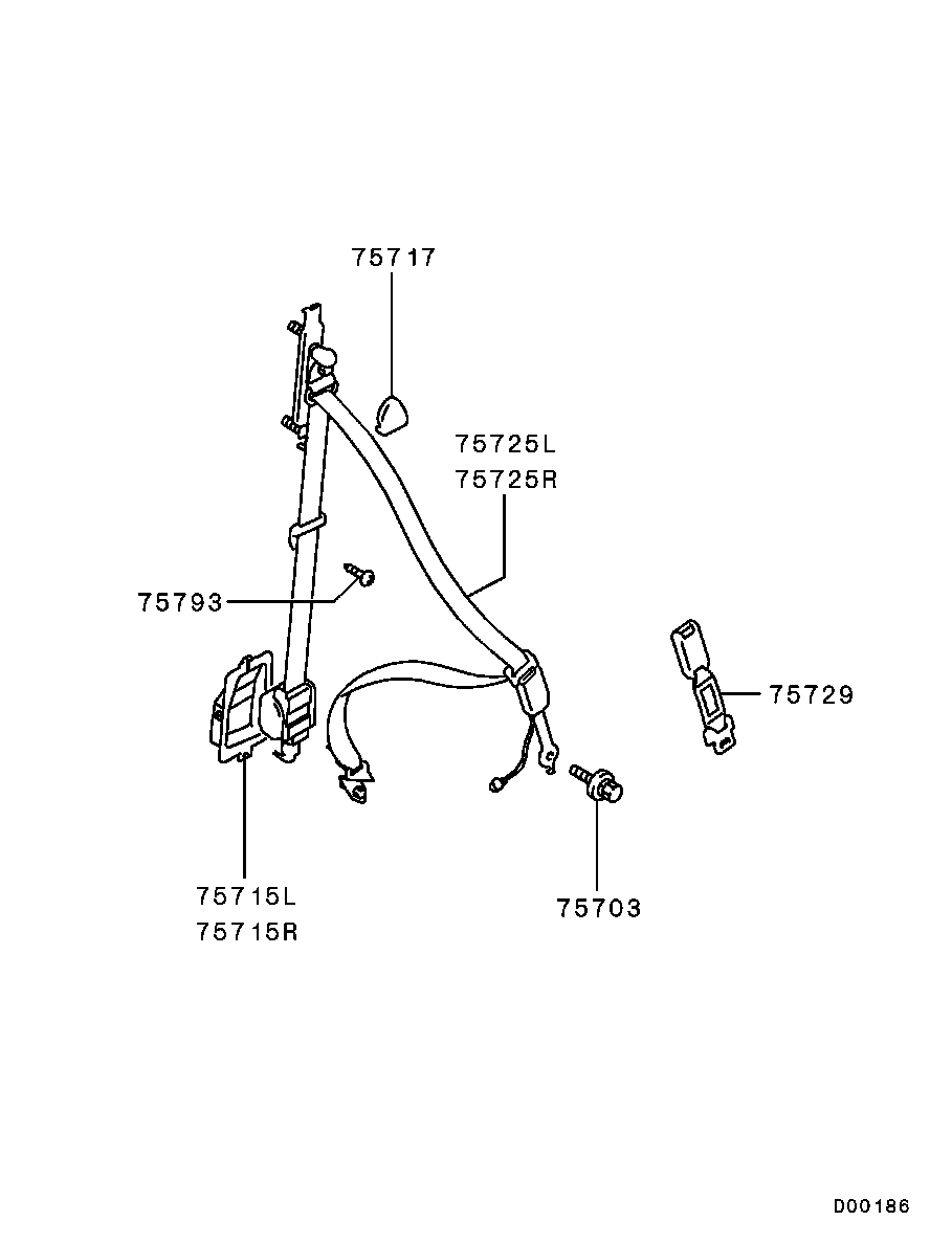 Ремень безопасности переднего пассажира для Мицубиси Паджеро 1999-2006