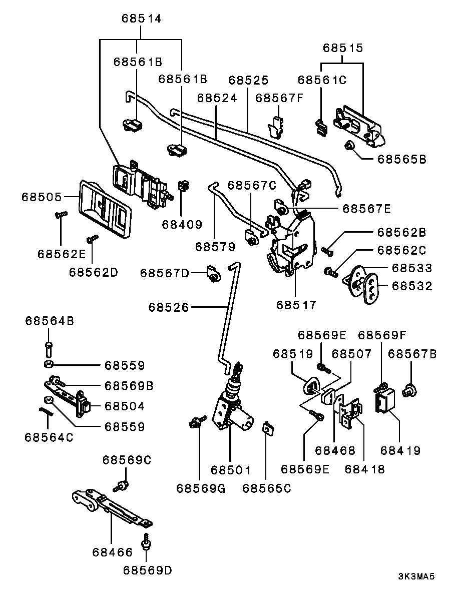 Замок багажника для Мицубиси Паджеро 1999-2006