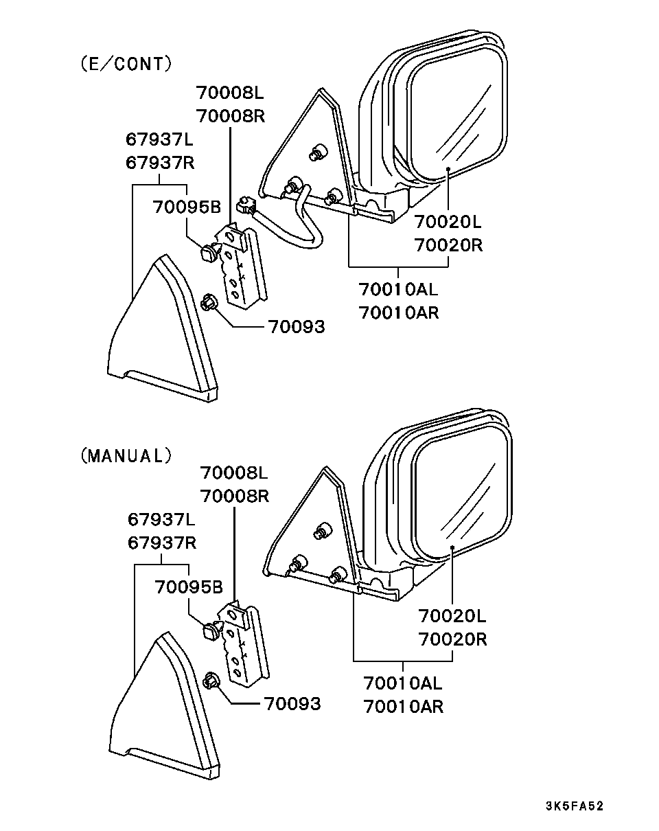 Зеркало боковое левое для Мицубиси Паджеро 1999-2006
