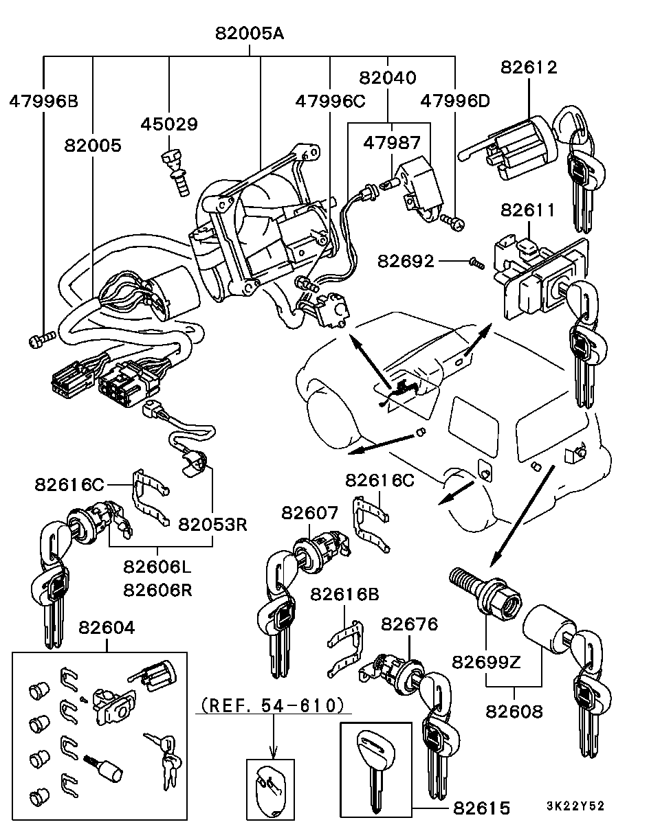 Комплект ключей для Мицубиси Паджеро 1999-2006