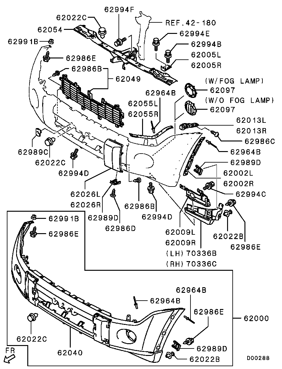Усилитель переднего бампера для Мицубиси Паджеро 2006-2011