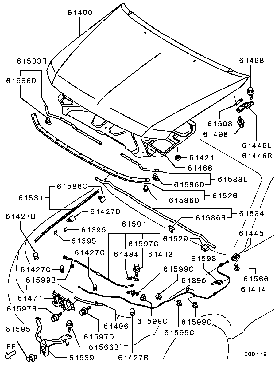 Петля капота левая для Мицубиси Паджеро 2006-2011