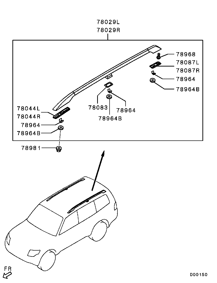 Рейлинг правый для Мицубиси Паджеро 2006-2011