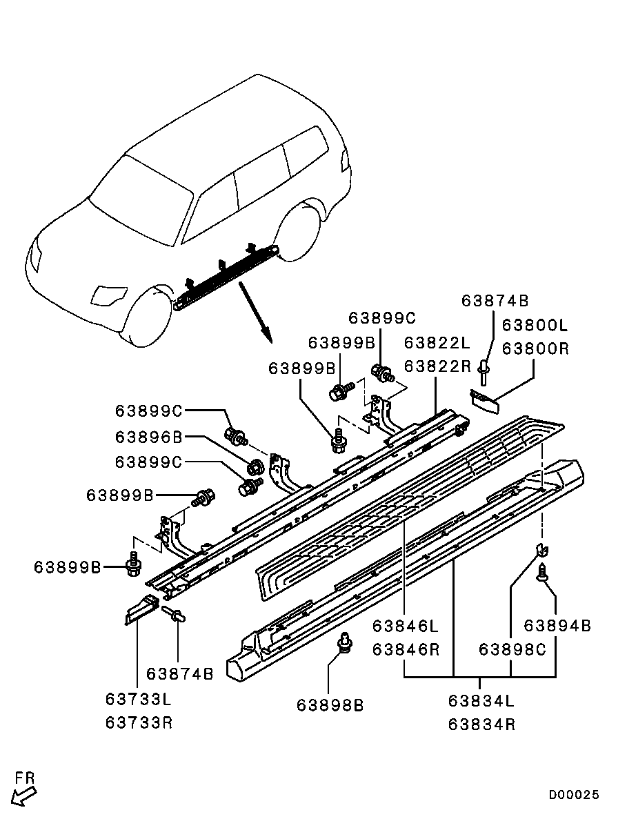 Подножка порога левая для Мицубиси Паджеро 2006-2011