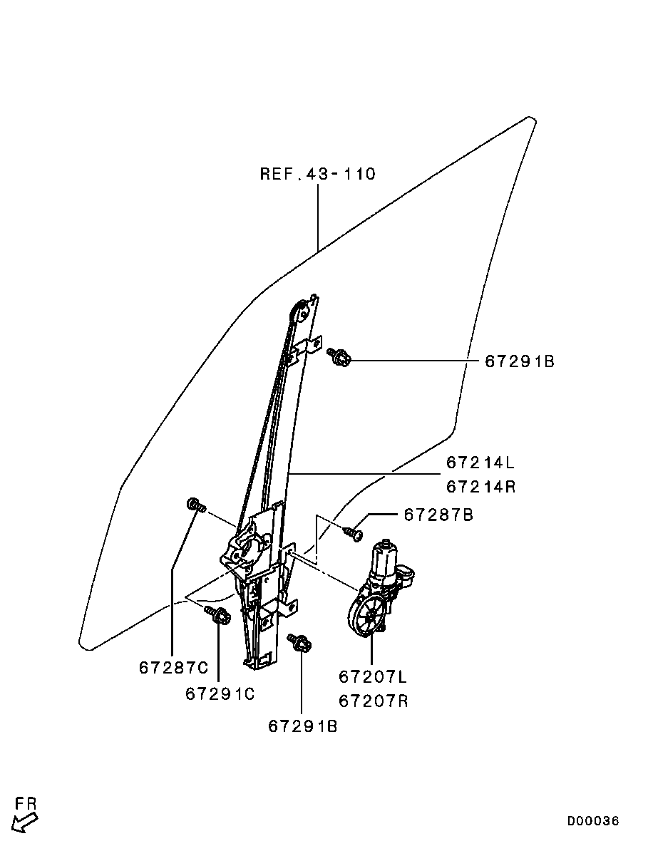 Стеклоподъемник переднего левого стекла для Мицубиси Паджеро 2006-2011
