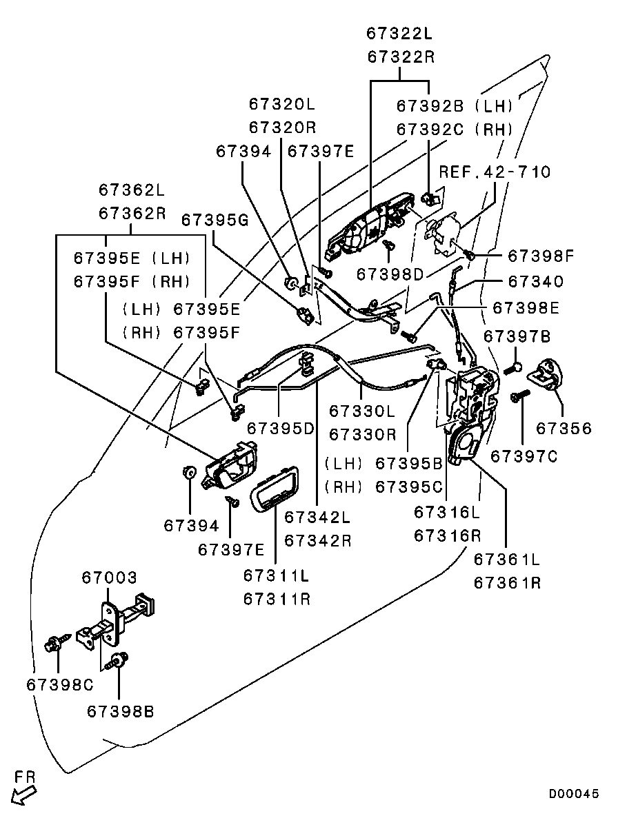 Замок передней левой двери для Мицубиси Паджеро 2006-2011