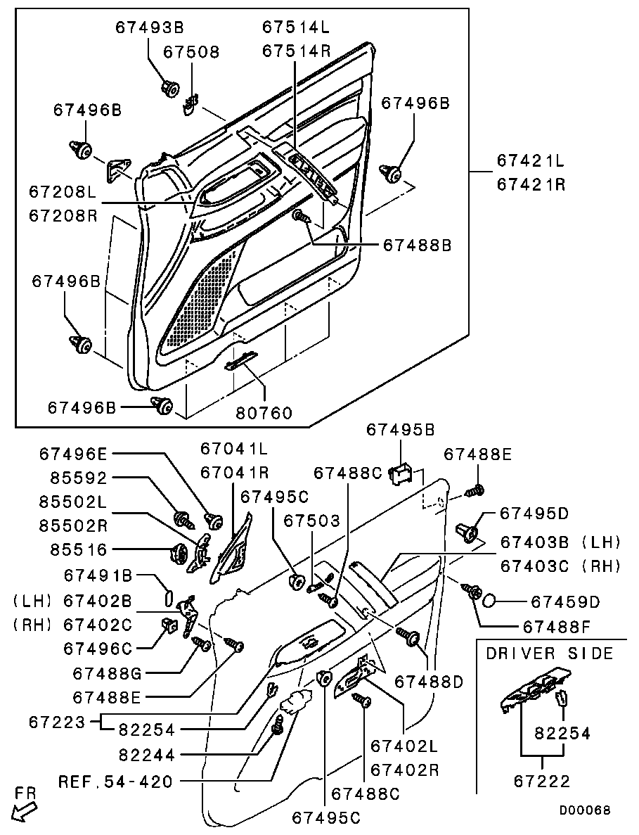 Панель отделки передней правой двери для Мицубиси Паджеро 2006-2011