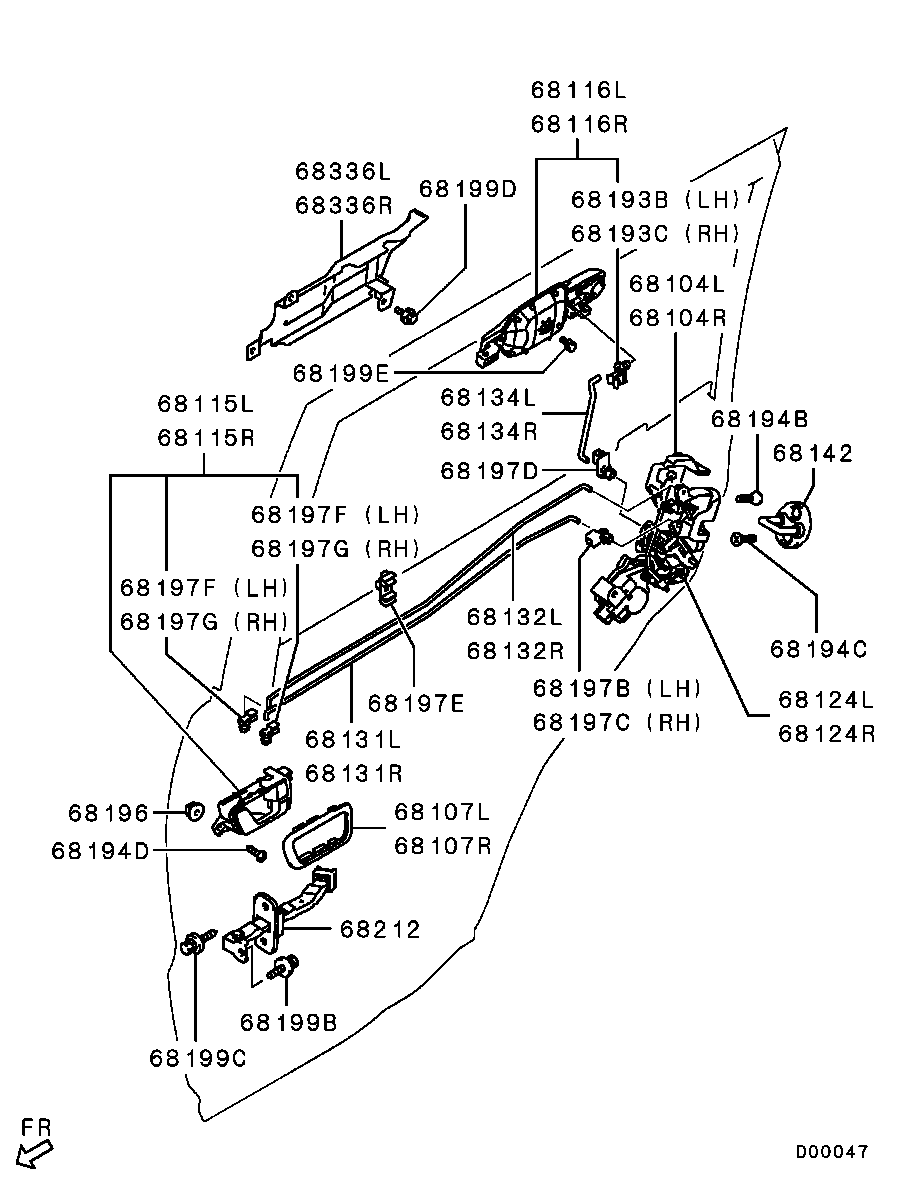Замок задней левой двери для Мицубиси Паджеро 2006-2011