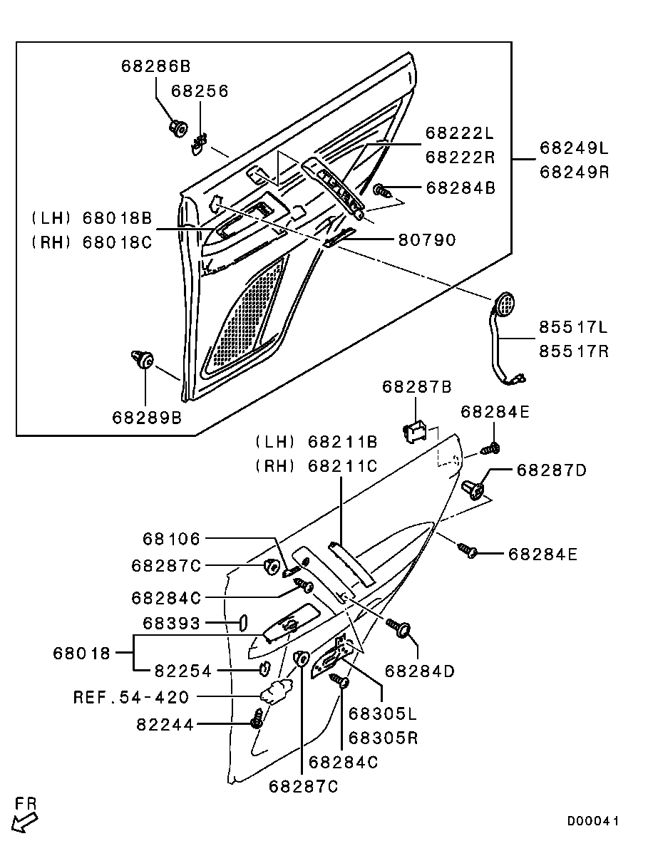 Панель отделки задней правой двери для Мицубиси Паджеро 2006-2011