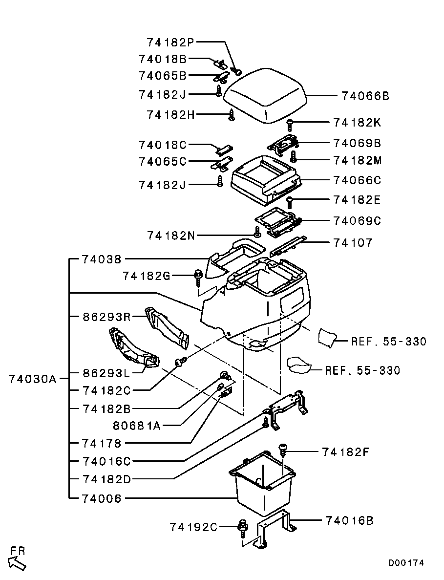 Подлокотник передних сидений для Мицубиси Паджеро 2006-2011