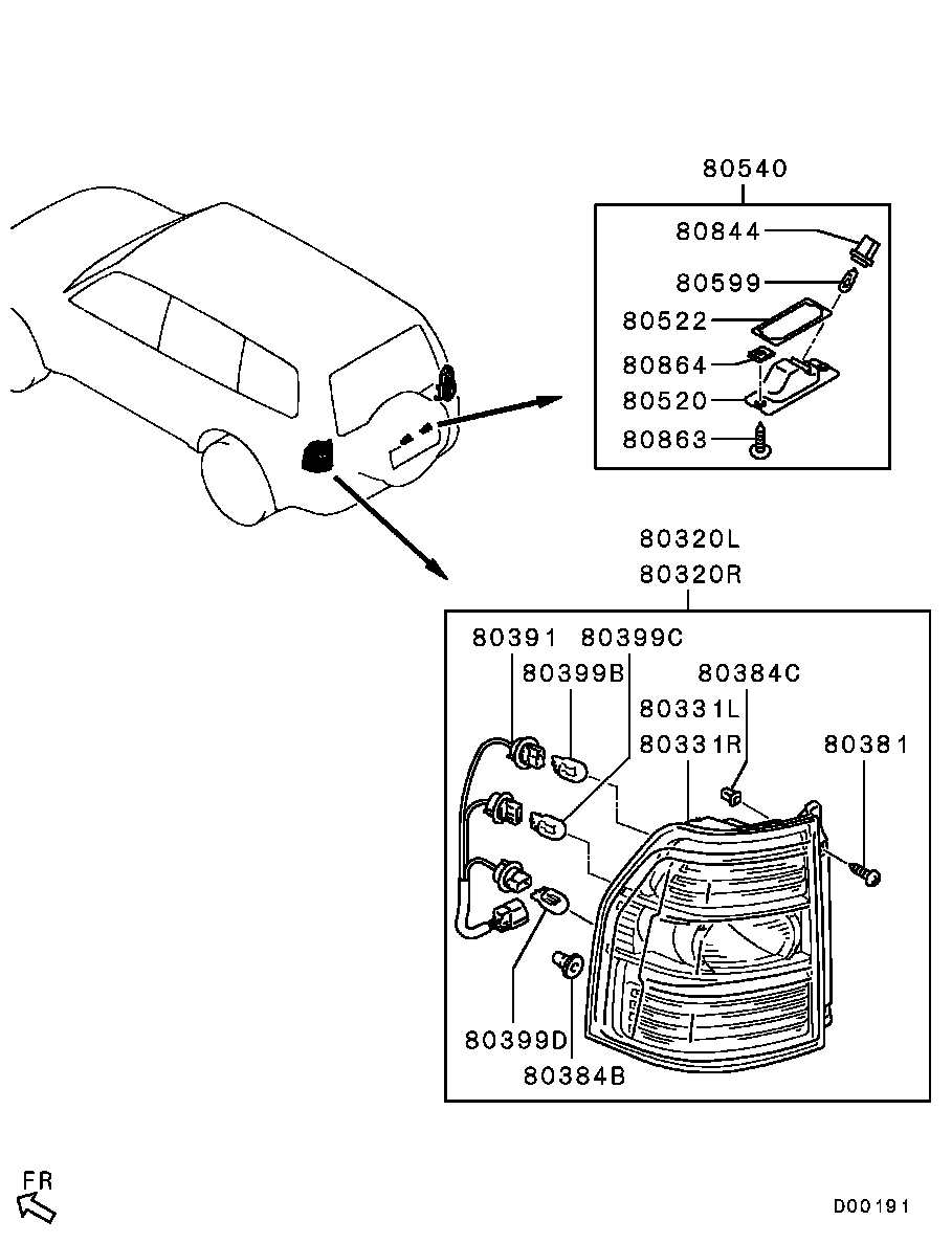 Фонарь задний правый на крыле для Мицубиси Паджеро 2006-2011