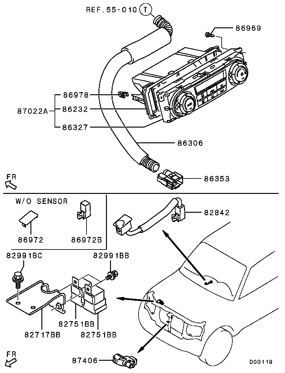 Панель климатической системы для Мицубиси Паджеро 2006-2011