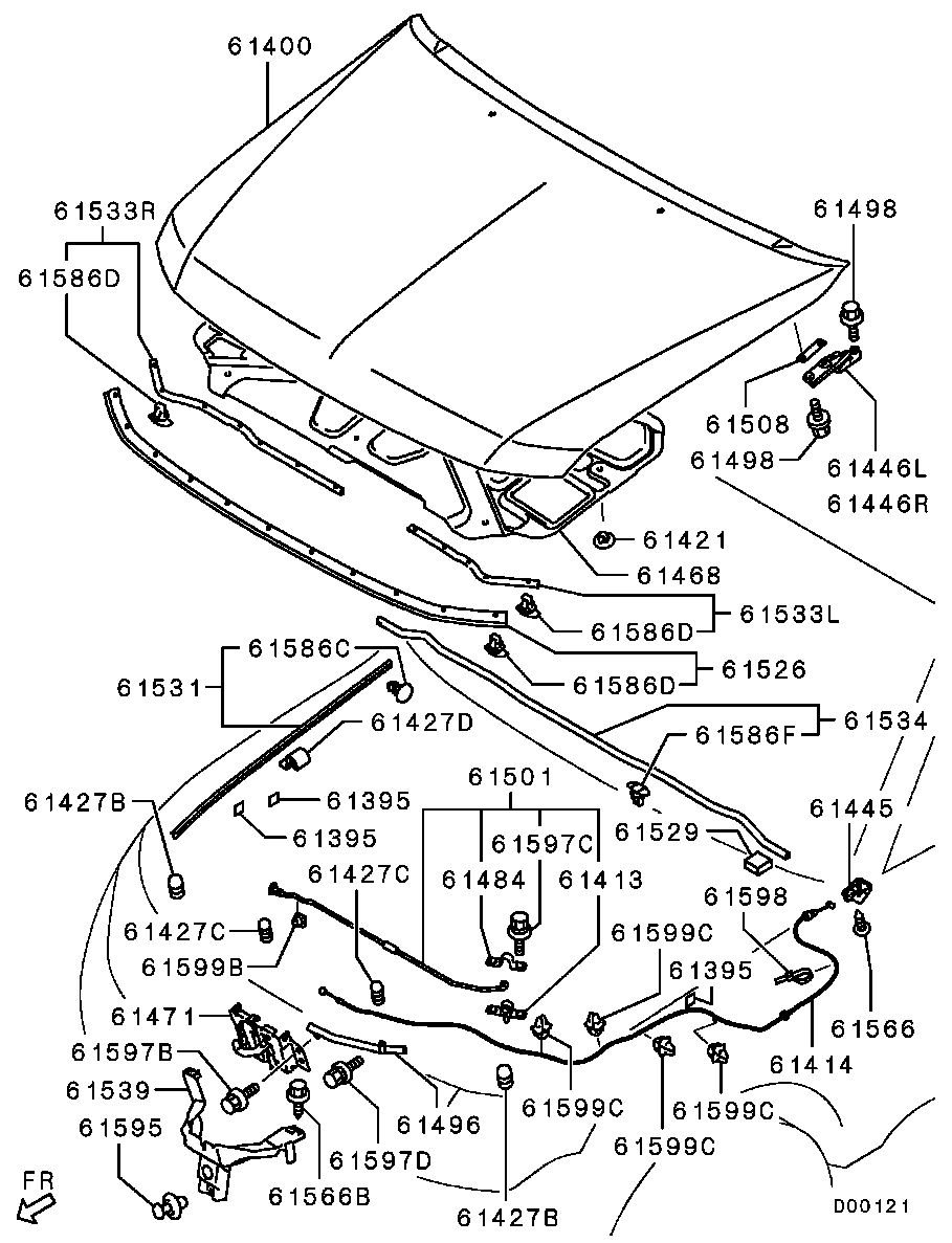 Петля капота правая для Мицубиси Паджеро 2011-2014