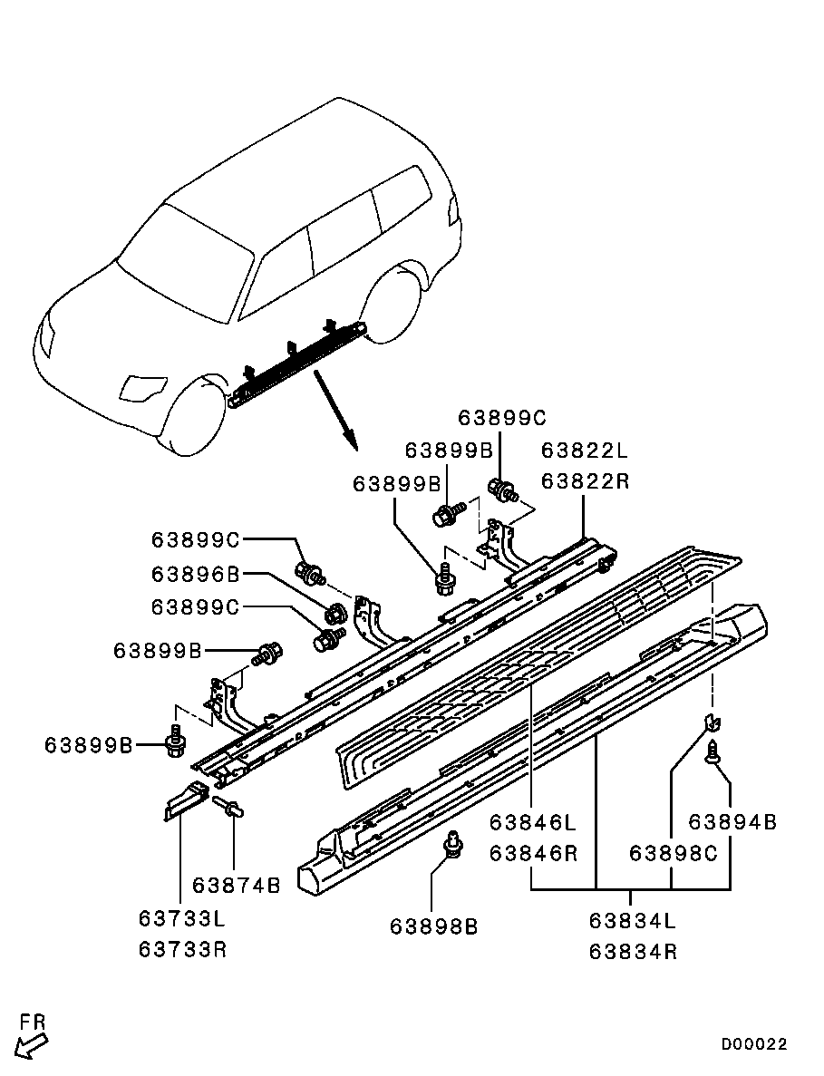 Подножка порога правая для Мицубиси Паджеро 2011-2014