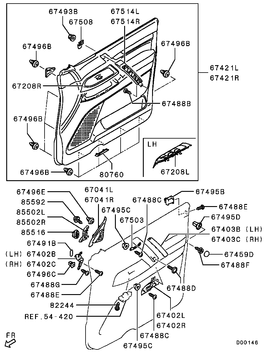 Панель отделки передней левой двери для Мицубиси Паджеро 2011-2014