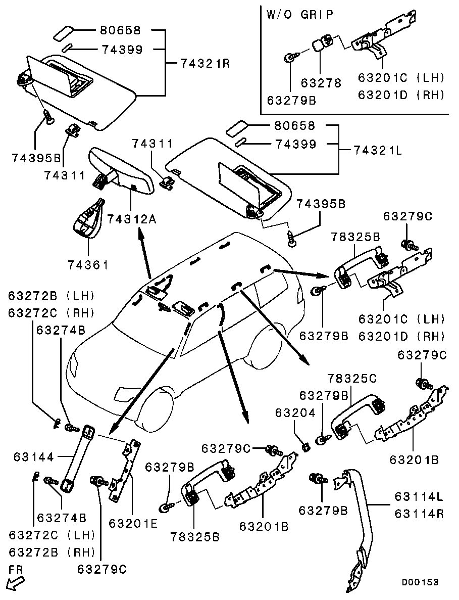 Зеркало внутрисалонное для Мицубиси Паджеро 2011-2014