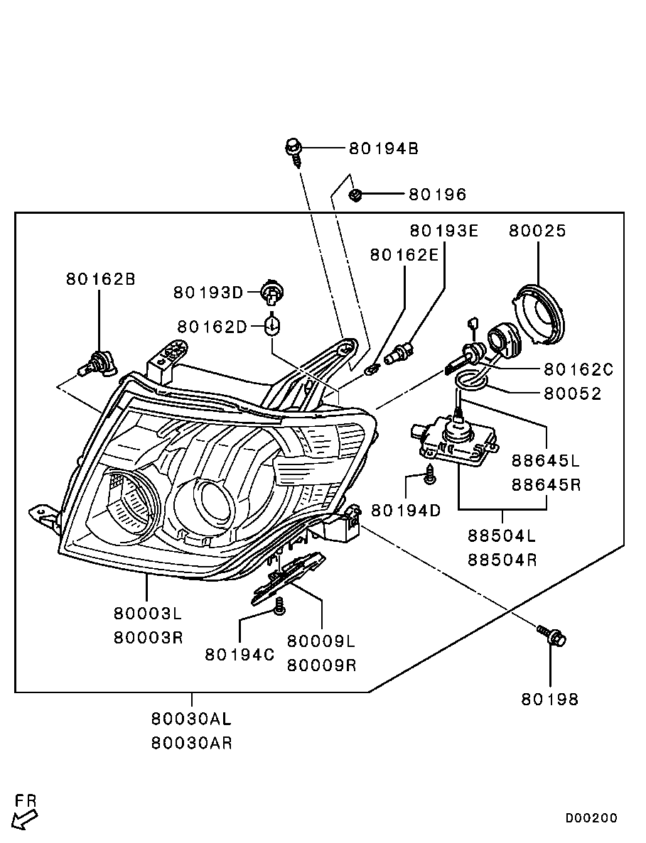 Фара правая в сборе для Мицубиси Паджеро 2011-2014