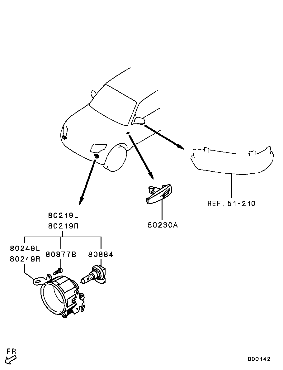 Фара противотуманная правая в сборе для Мицубиси Паджеро 2011-2014