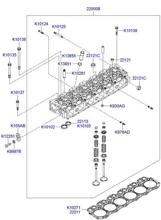 Головка блока цилиндров в сборе для Хендай HD 2000-2012