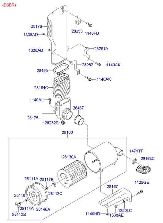 Фильтр воздушный, моторный для Хендай HD 2000-2012