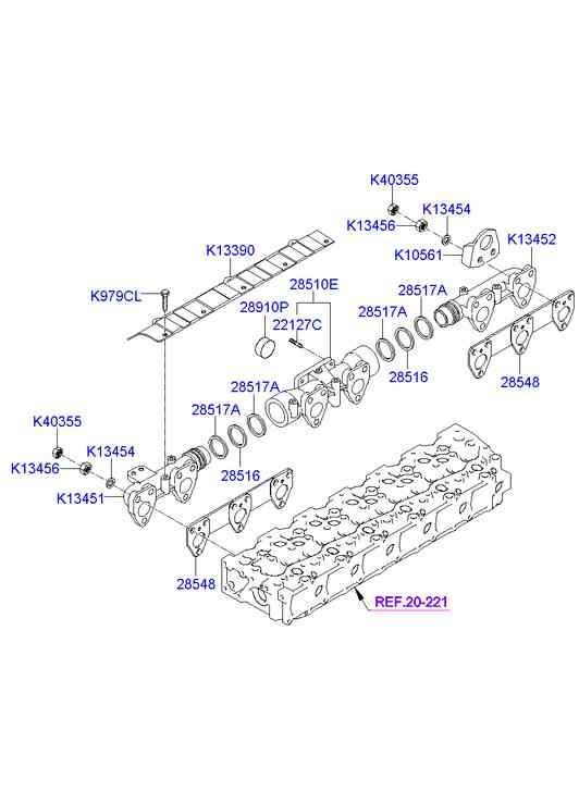 Коллектор выпускной задний для Хендай HD 2000-2012