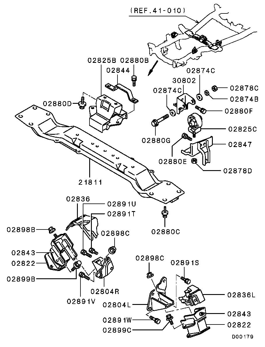 Подушка двигателя задняя для Мицубиси Паджеро Спорт 2004-2008