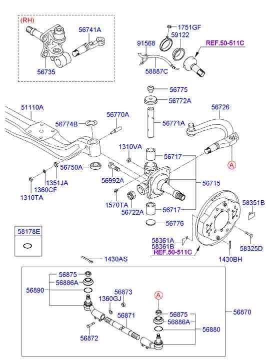 Поворотный кулак левый для Хендай HD 2000-2012