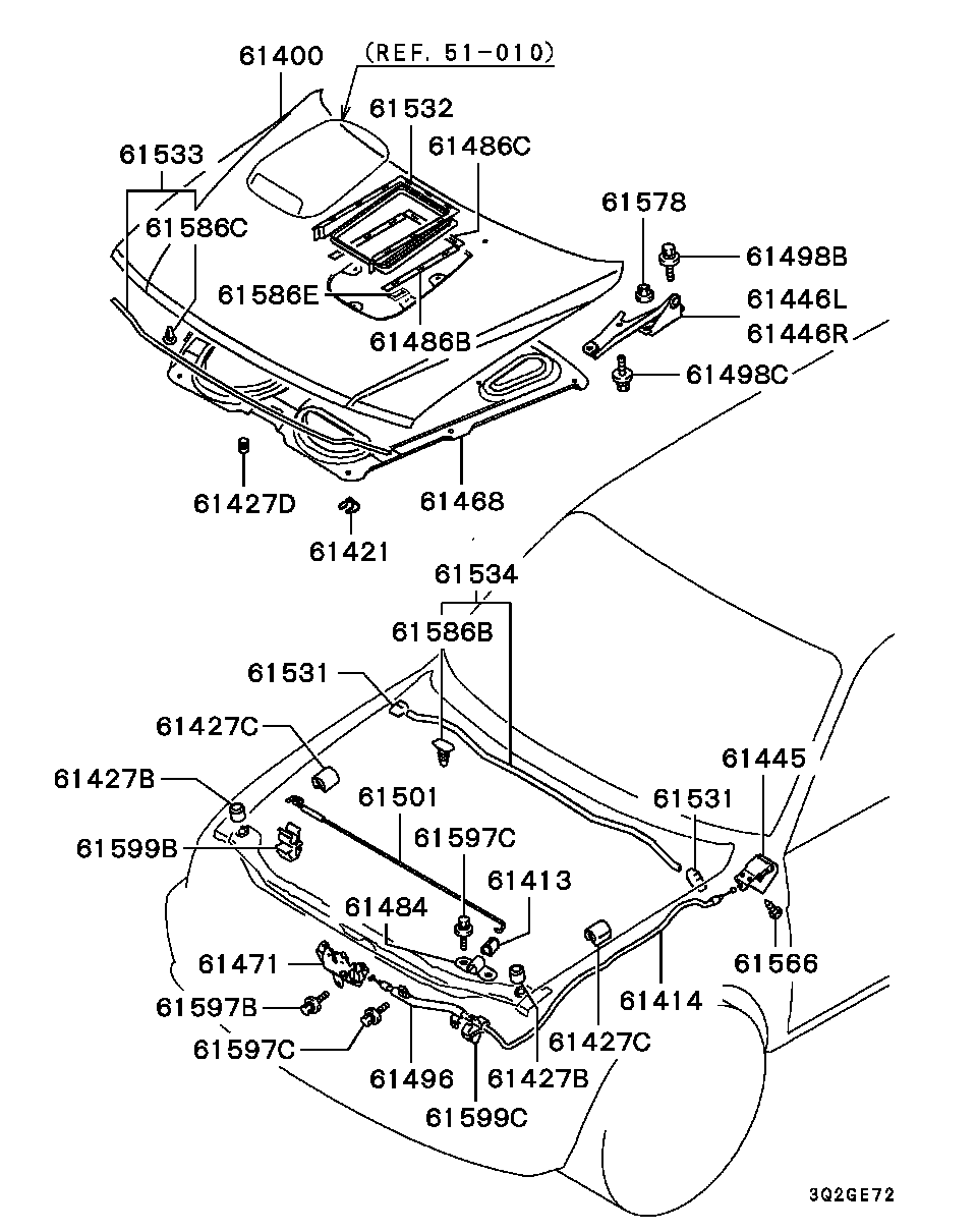 Петля капота правая для Мицубиси Паджеро Спорт 2004-2008