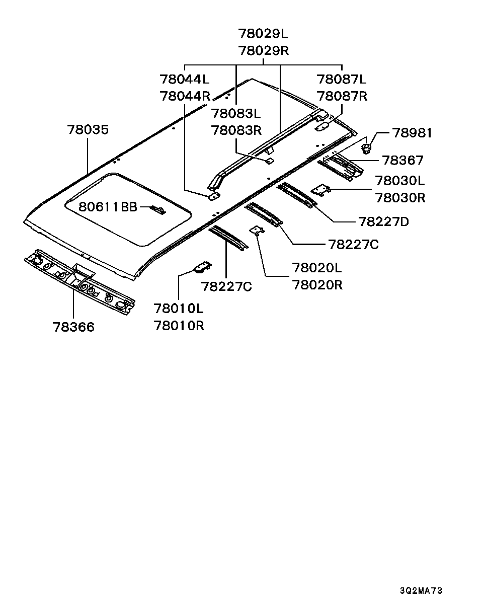 Рейлинг правый для Мицубиси Паджеро Спорт 2004-2008