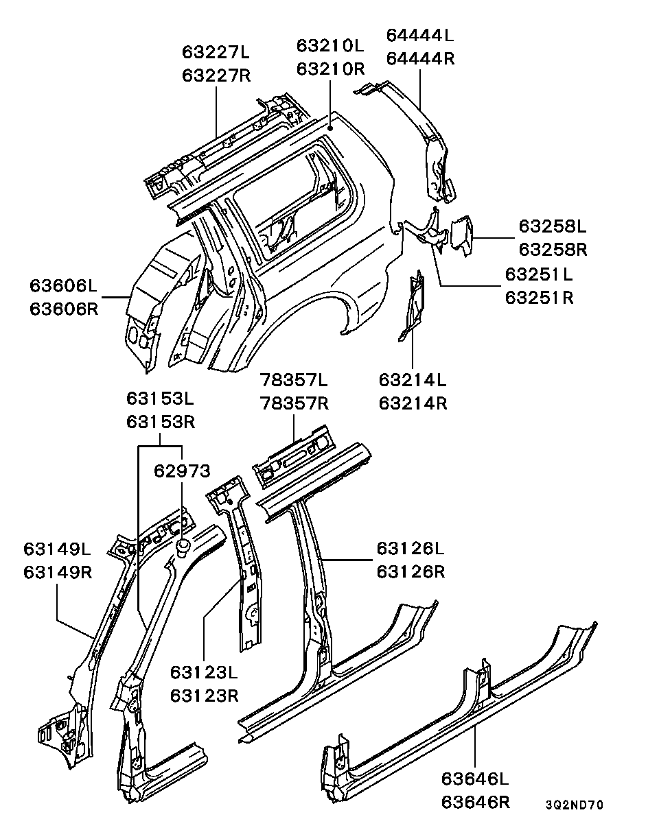 Крыло заднее правое для Мицубиси Паджеро Спорт 2004-2008