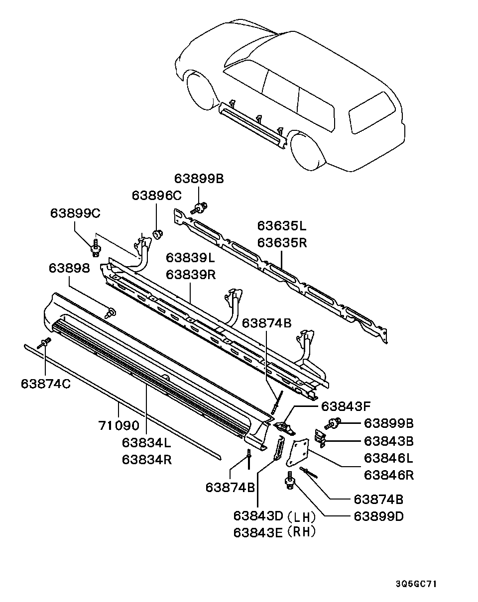 Подножка порога правая для Мицубиси Паджеро Спорт 2004-2008