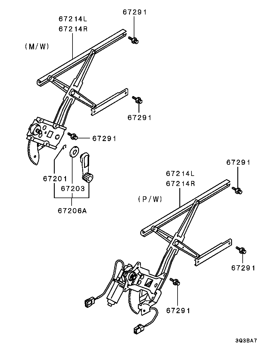 Стеклоподъемник переднего правого стекла для Мицубиси Паджеро Спорт 2004-2008