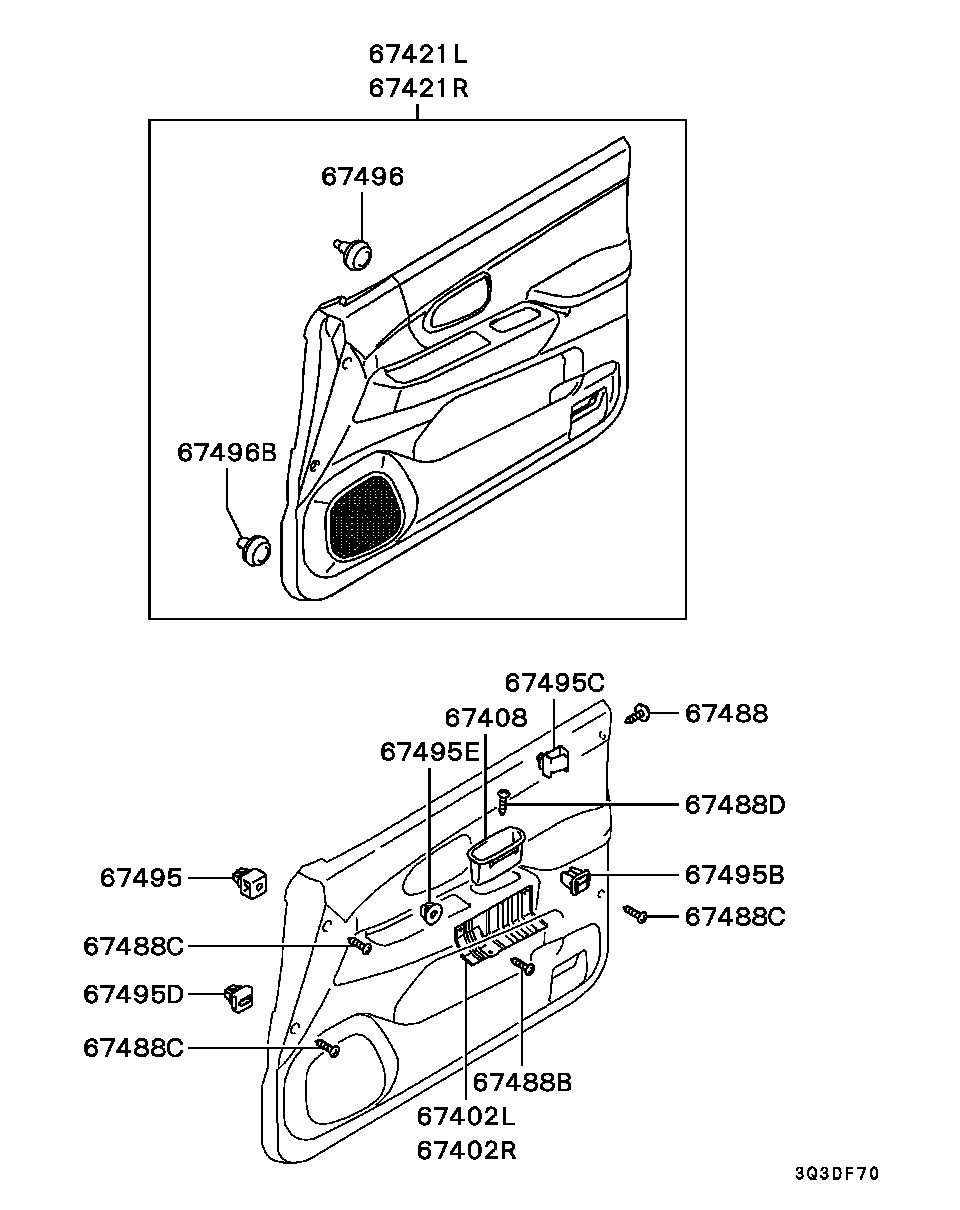 Панель отделки передней левой двери для Мицубиси Паджеро Спорт 2004-2008