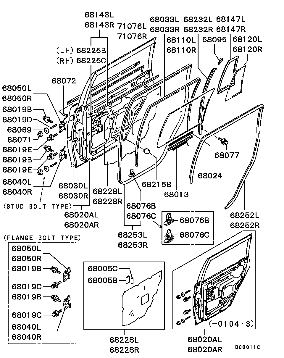 Дверь задняя левая для Мицубиси Паджеро Спорт 2004-2008