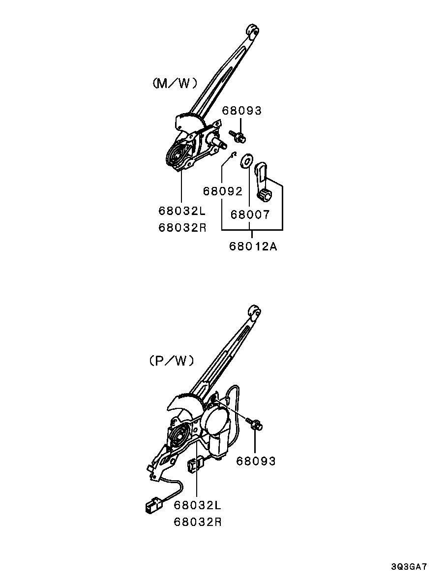 Стеклоподъемник заднего правого стекла для Мицубиси Паджеро Спорт 2004-2008