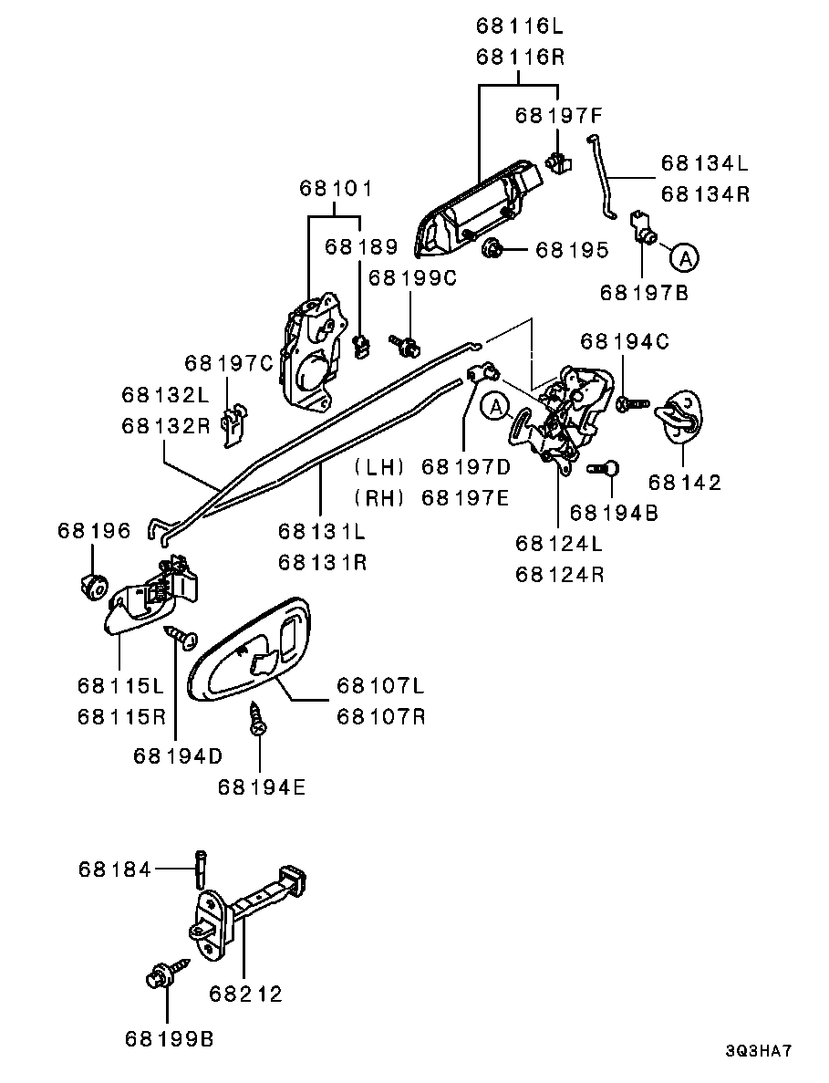 Замок задней левой двери для Мицубиси Паджеро Спорт 2004-2008