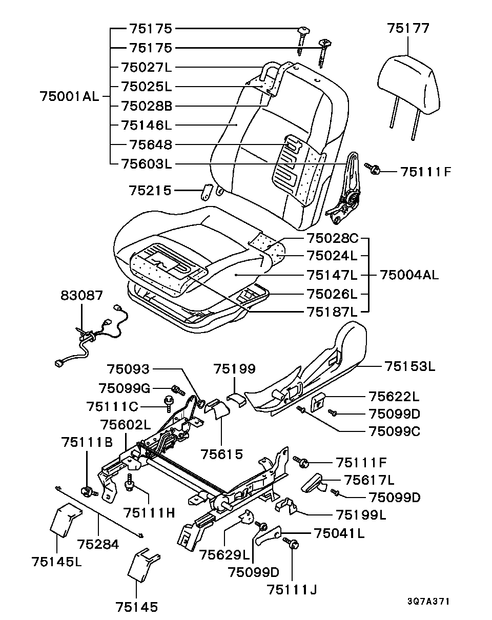 Спинка сиденья водителя для Мицубиси Паджеро Спорт 2004-2008