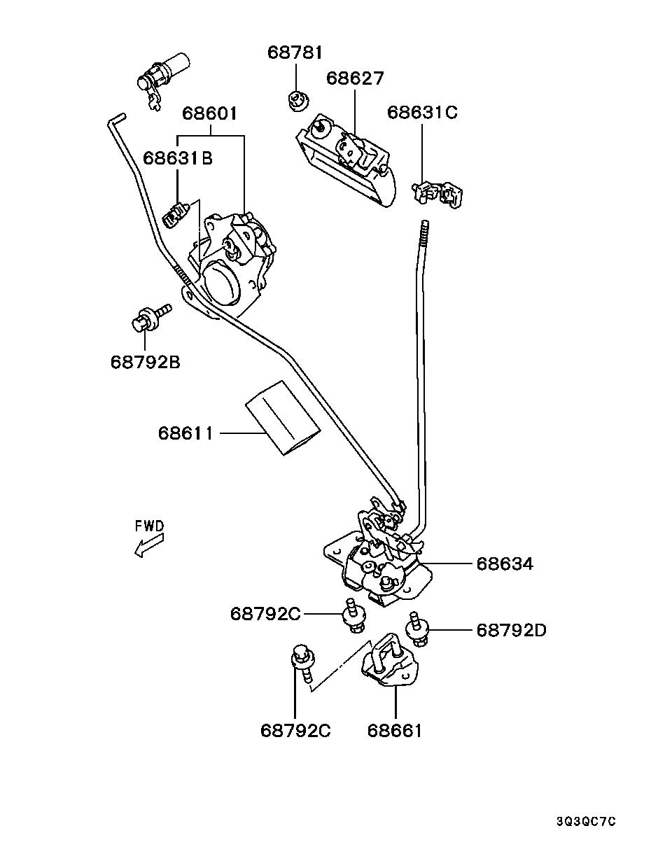 Замок багажника для Мицубиси Паджеро Спорт 2004-2008