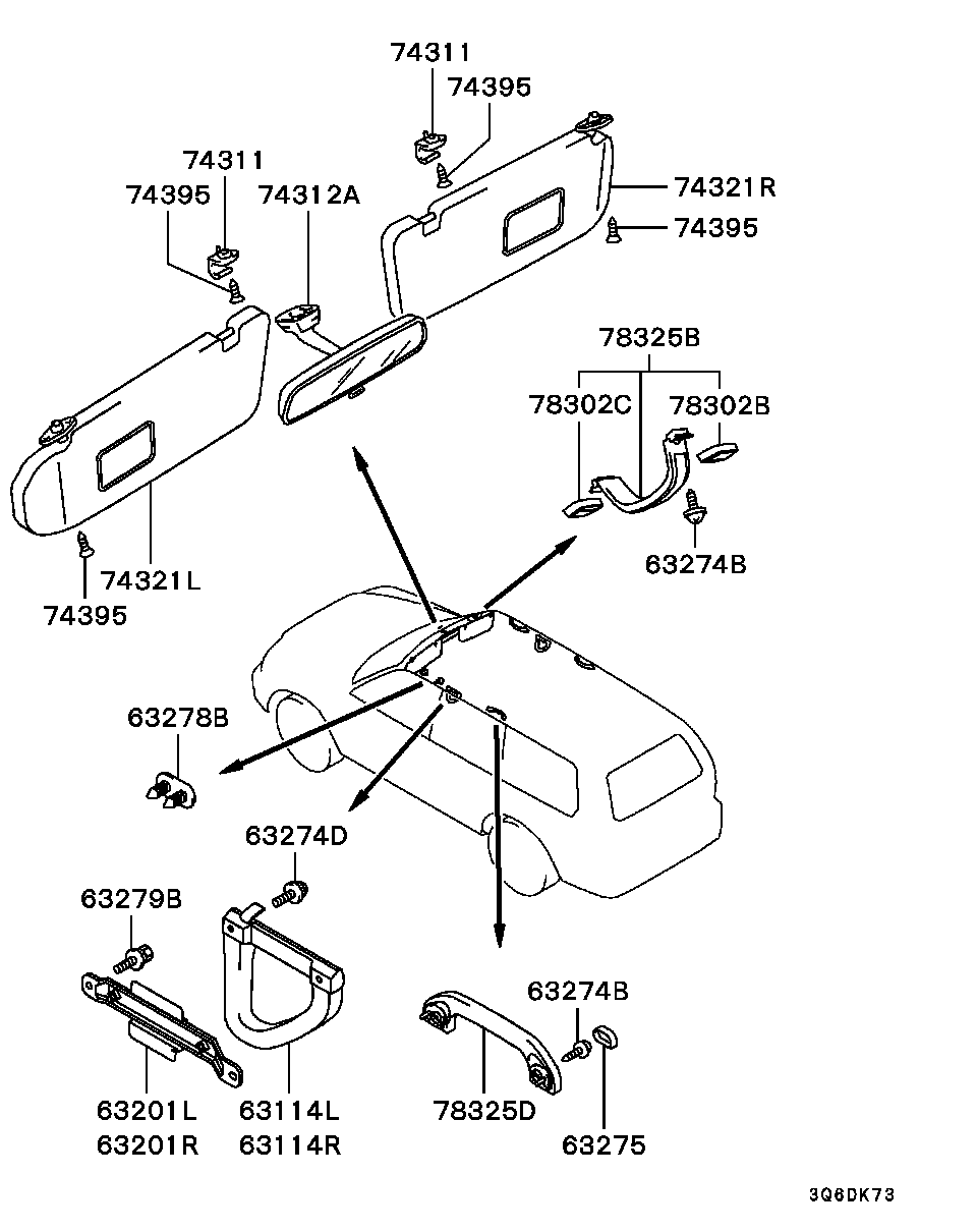 Зеркало внутрисалонное для Мицубиси Паджеро Спорт 2004-2008