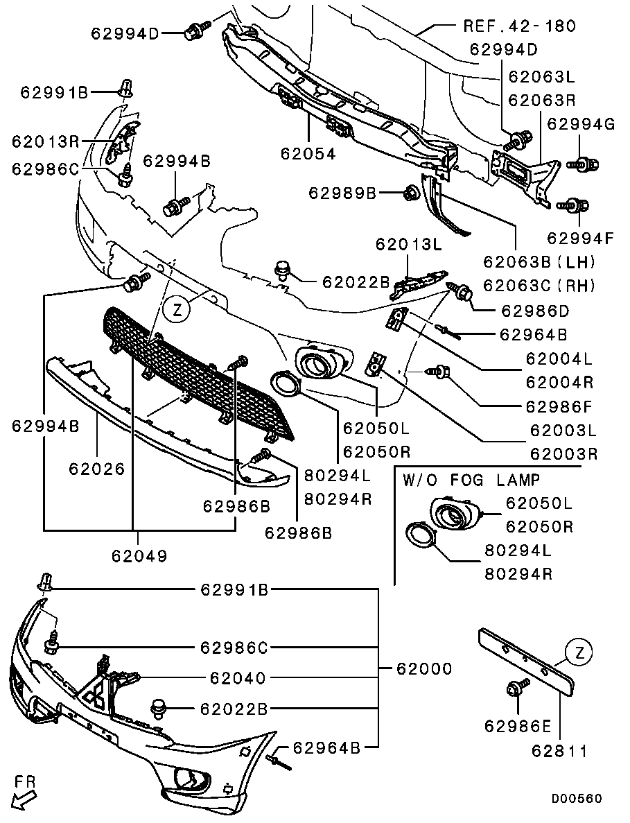 Решетка радиатора нижняя для Мицубиси Паджеро Спорт 2008-2013