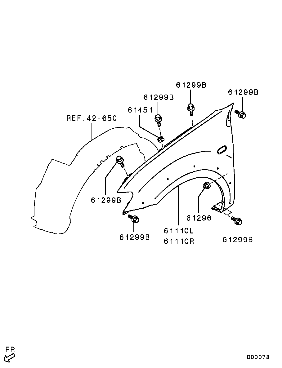 Крыло переднее правое для Мицубиси Паджеро Спорт 2008-2013