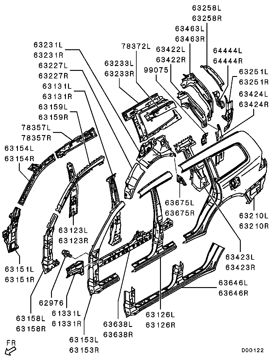 Центральная стойка кузова правая для Мицубиси Паджеро Спорт 2008-2013